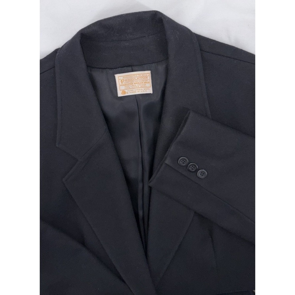 Pendleton Vintage Women's Wool Blazer Single Button Black Plus Size 18 Classic